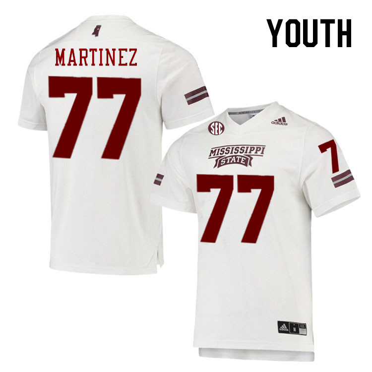 Youth #77 Marlon Martinez Mississippi State Bulldogs College Football Jerseys Stitched-White